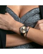 Lugano Schwarze Armbanduhr aus gemischtem Leder