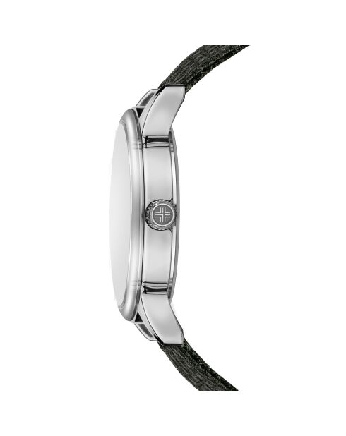 Lugano zwart horloge van gemengd leer