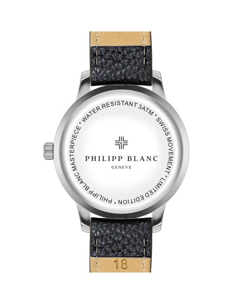 Lugano zwart horloge van gemengd leer