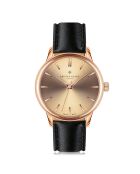 Orologio Lugano in pelle mista nera