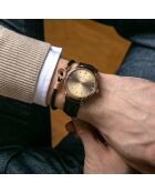 Orologio Lugano in pelle mista nera