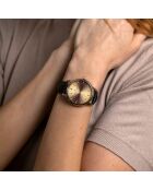 Orologio Lugano in pelle mista nera