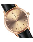 Orologio Lugano in pelle mista nera