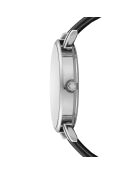 Zwart Vevey horloge van gemengd leer