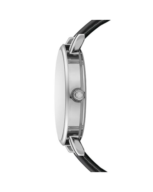 Zwart Vevey horloge van gemengd leer