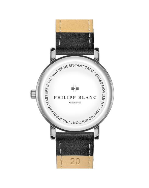 Zwart Vevey horloge van gemengd leer