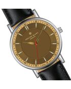 Zwart Vevey horloge van gemengd leer