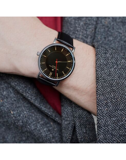 Montre Mixte en Cuir Nyon noire