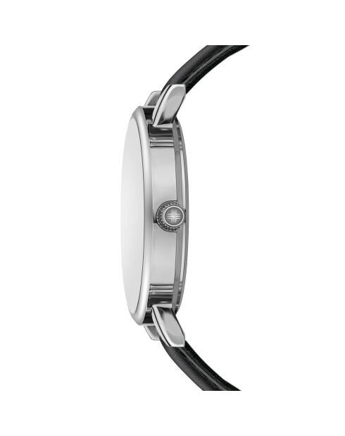 Montre Mixte en Cuir Nyon noire