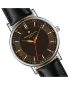 Montre Mixte en Cuir Nyon noire