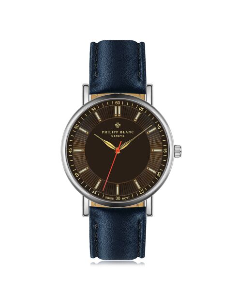 Montre Mixte en Cuir Nyon bleue