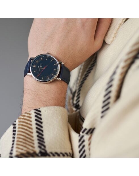 Montre Mixte en Cuir Nyon bleue