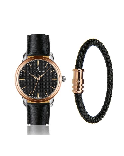 Montre & Bracelet Mixte en Cuir Zurich noirs