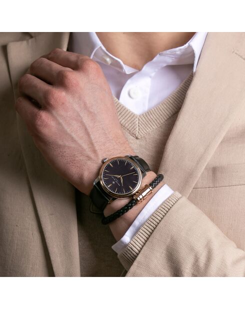 Montre & Bracelet Mixte en Cuir Zurich noirs