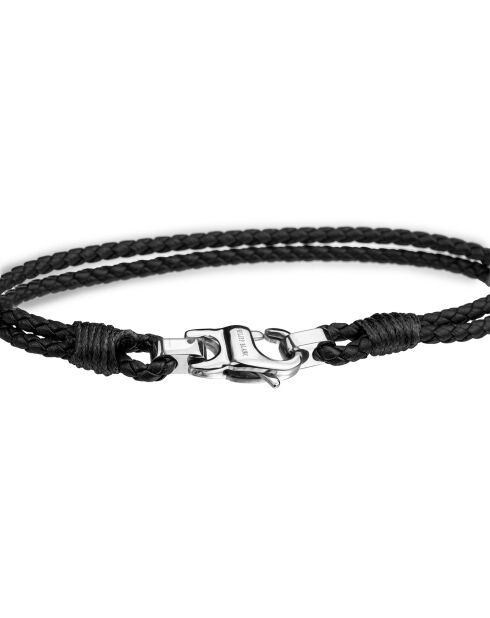 Bern horloge en horlogeband van gemengd leer in zwart