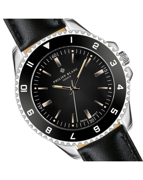 Montre & Bracelet Homme en Cuir Avenches noirs