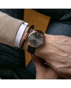 Montre & Bracelet Mixte en Cuir Geneva noirs