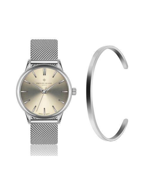 Zilverkleurig Lugano Steel gemengd horloge en armband