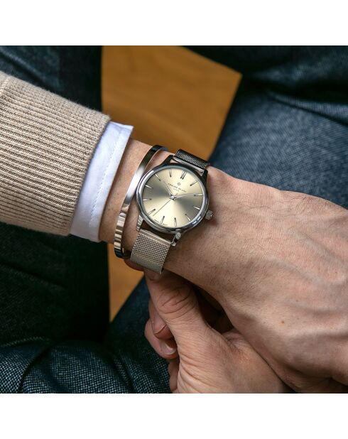 Montre & Bracelet Mixte en Acier Lugano argentés