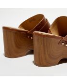 Sabots en Cuir Rye cognac - Talon 9 cm