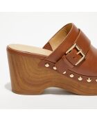 Sabots en Cuir Rye cognac - Talon 9 cm