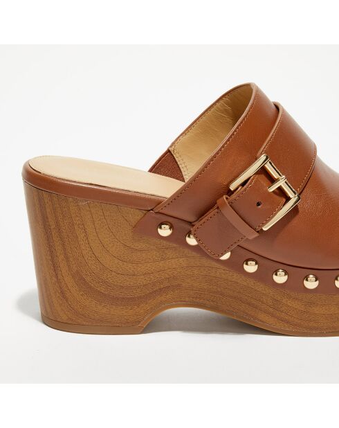 Sabots en Cuir Rye cognac - Talon 9 cm