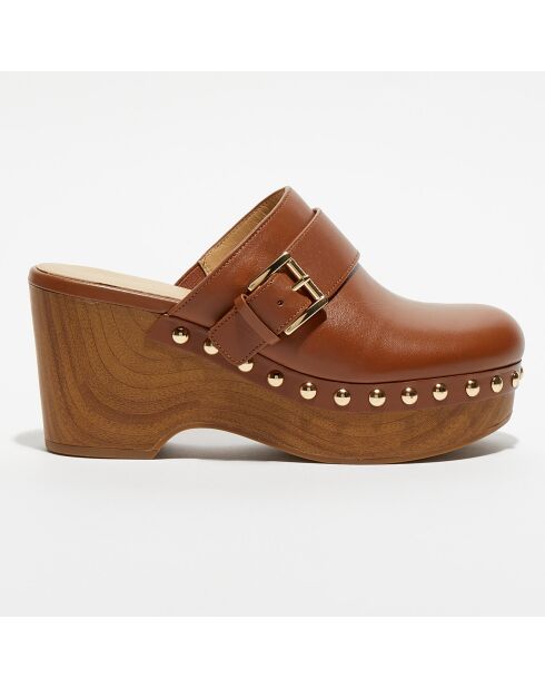 Sabots en Cuir Rye cognac - Talon 9 cm