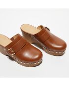 Sabots en Cuir Rye cognac - Talon 9 cm