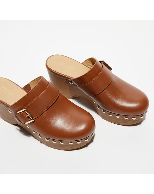 Sabots en Cuir Rye cognac - Talon 9 cm