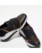 Slip-on Geena noir/doré - Talon 6 cm