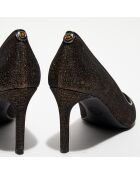 Escarpins Alina noir/doré - Talon 8 cm