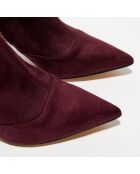 Bottines en Velours Clara bordeaux - Talon 8 cm