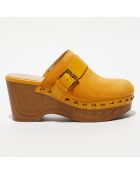 Sabots en Velours de Cuir Rye jaunes - Talon 9 cm