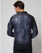 Veste en Cuir Zeno marine