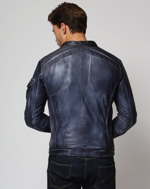 Veste en Cuir Zeno marine