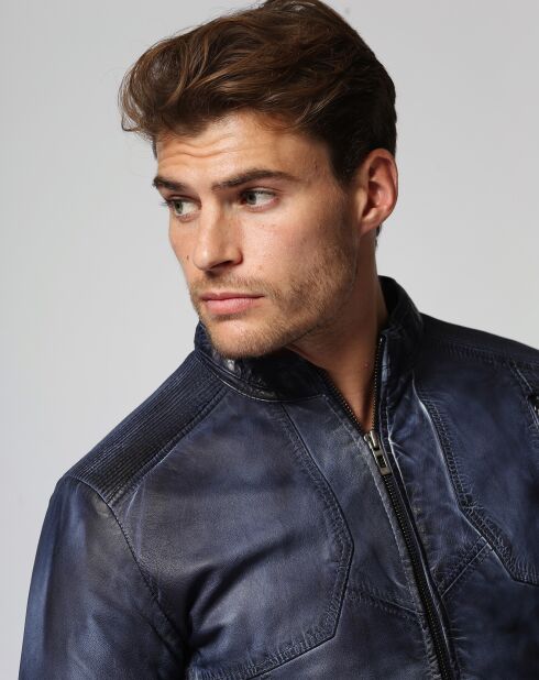 Veste en Cuir Zeno marine