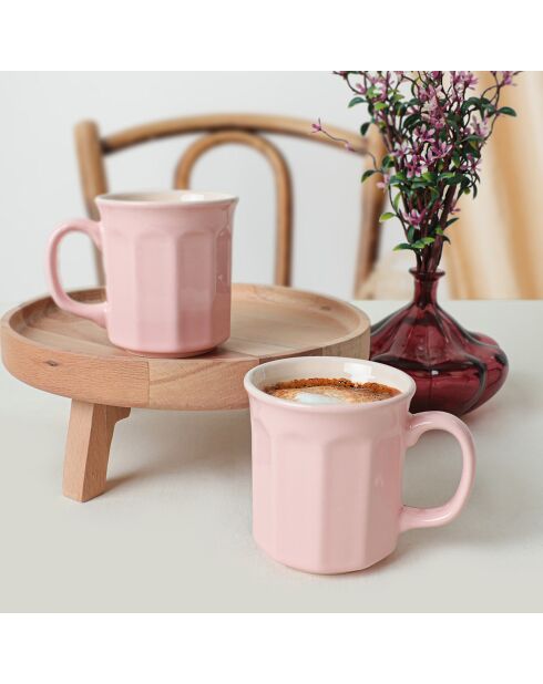 6 Tasses en Céramique rose/crème -  D.10 cm