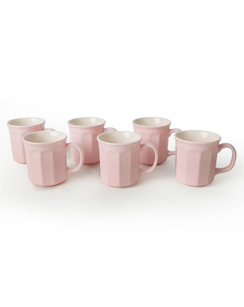 6 Tasses en Céramique rose/crème -  D.10 cm