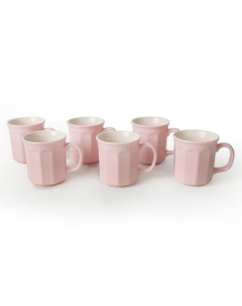 6 Tasses en Céramique rose/crème -  D.10 cm