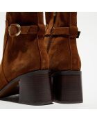 Bottines talon avec boucle marron  - Talon 7 cm