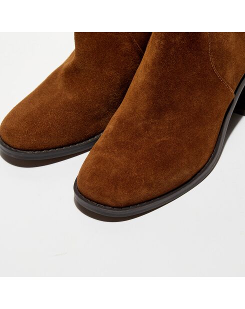 Bottines talon avec boucle marron  - Talon 7 cm