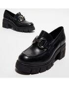 Mocassins en Cuir Bijoux noirs - Talon 6 cm