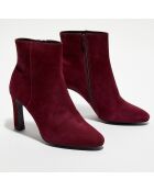 Bottines en Cuir talon fin rouge bordeaux - Talon 9 cm