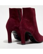 Bottines en Cuir talon fin rouge bordeaux - Talon 9 cm