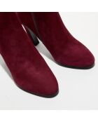 Bottines en Cuir talon fin rouge bordeaux - Talon 9 cm