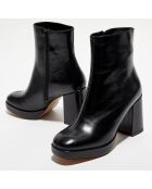 Bottines en Cuir plateforme noires - Talon 8 cm