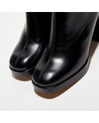 Bottines en Cuir plateforme noires - Talon 8 cm