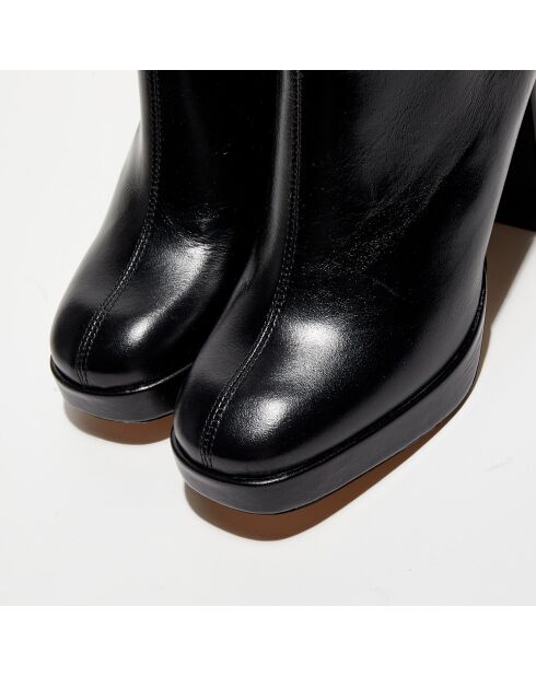 Bottines en Cuir plateforme noires - Talon 8 cm