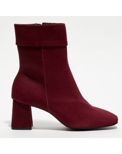 Bottines revers col rouge bordeaux