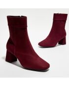 Bottines revers col rouge bordeaux